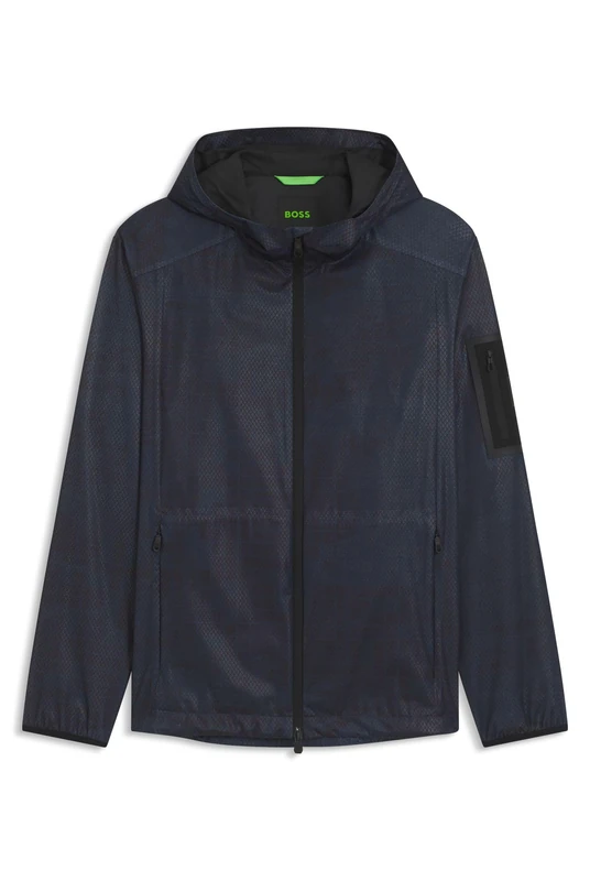 BOSS Mens OW Jump JT HD Active hooded parka jacket with all-over print