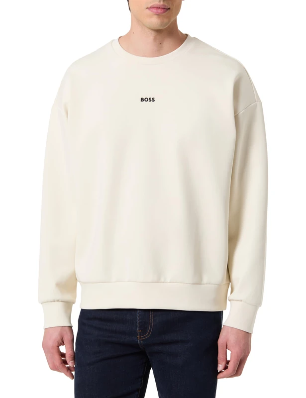BOSS Men's Stenson Sweatshirt, Open White, XL