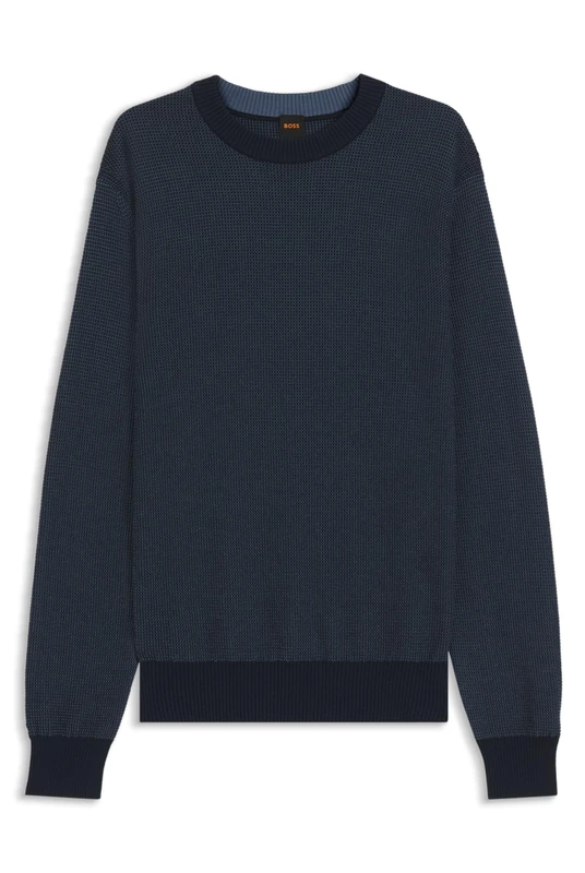 BOSS Mens Klapok Cotton-Blend Sweater with Two-Tone Structure