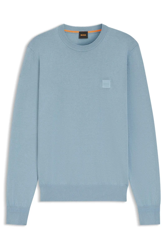 BOSS Mens Kanovano S Knitted Sweater in Cotton and Cashmere with Logo Label