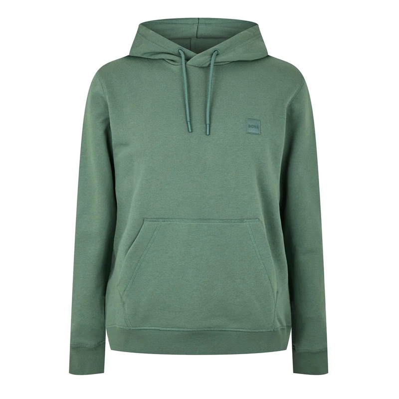 BOSS Men's Wetalk Regular Fit Cotton Terry Hoodie with Logo Patch, Open Green, XL