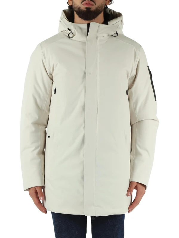 BOSS Ow_hexatech Men's Parka, Open White, M