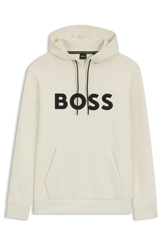 BOSS Mens Zone Hoodie Long Sleeve Cotton Open White 131 XL - Image 1