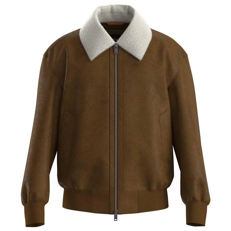 BOSS Men's Jonier Leather_Outerwear, Open Brown, 50