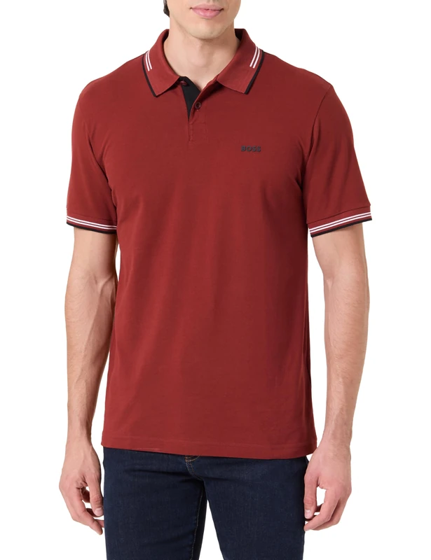 BOSS Paul Men's Polo Shirt, Dark Pink, XL
