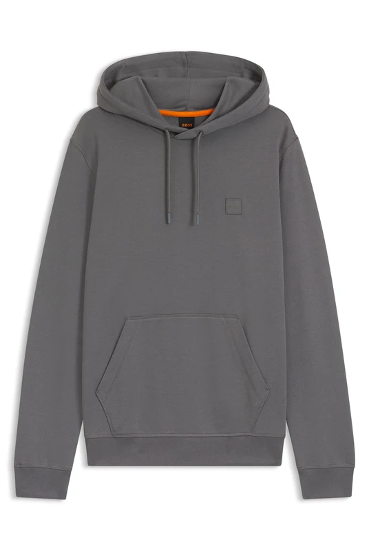BOSS Cotton-terry Hoodie With Logo Patch Grey