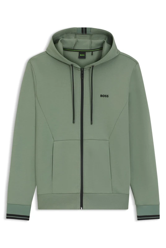 BOSS Men's Fz Hoodie Zone Sweatshirt, Open Green, XL
