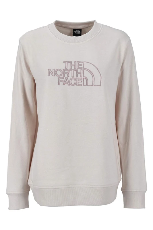 The North Face Women's Drew Peak Light Crew Sweatshirt, White Dune/Metal Pink, L