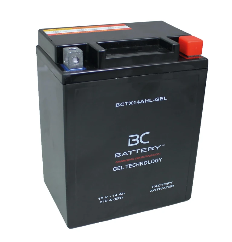BC BATTERY Motorcycle Starter Battery with GEL 12V 14Ah BCTX14AHL-GEL Motorcycle&Scooter, Maintenance Free, Sealed, Pre-Charged, Similar to YTX14AHL-BS/YB14L-A2-FA