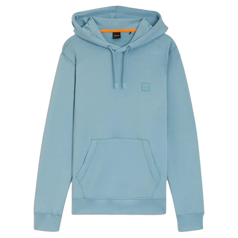 BOSS Mens Over the head Hoodie Long Sleeve Cotton Light Blue 451 XL