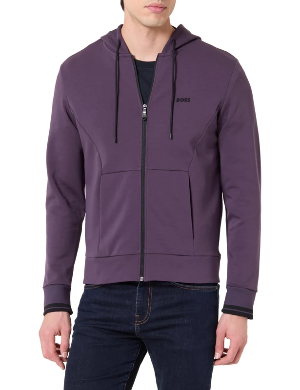 BOSS Men's FZ Hoodie Zone Sweatshirt, Medium Purple, XL