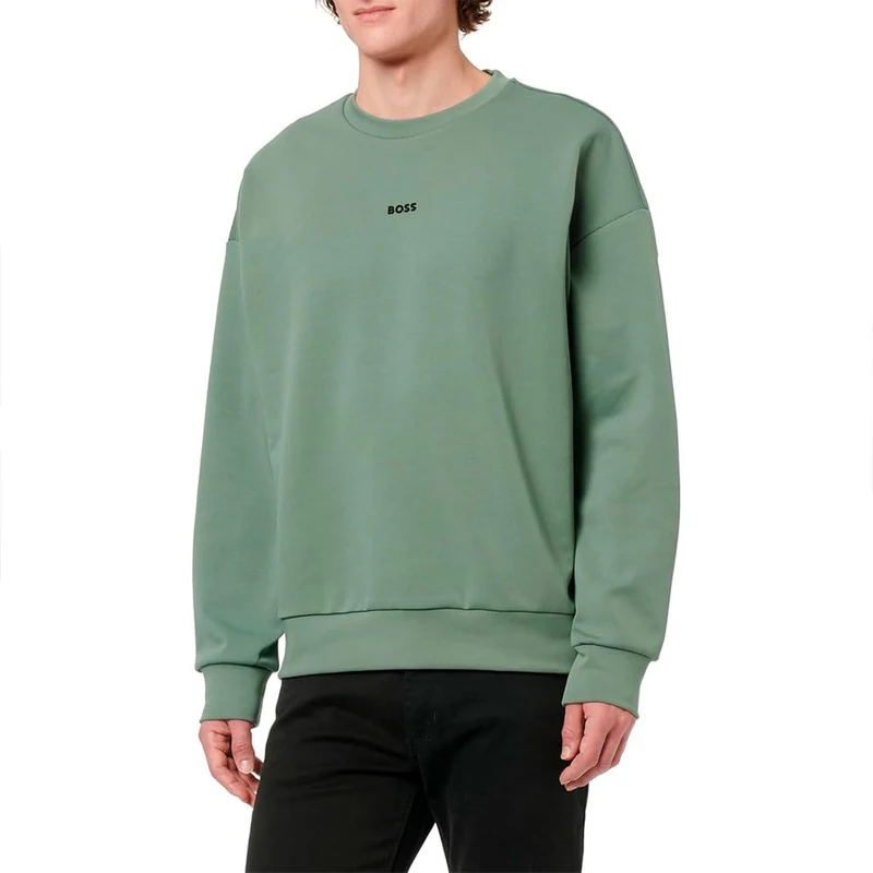 BOSS Men's Stenson Sweatshirt, Open Green, XXL - Image 1