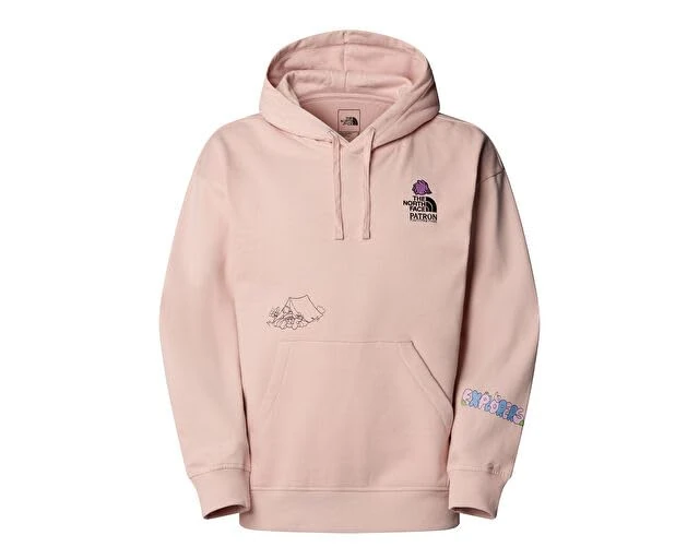 The North Face Unisex Mountain Cleanup Oversized Hooded Sweatshirt, Pink Moss, L