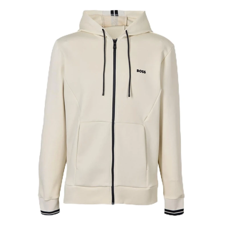 BOSS Men's Fz Hoodie Zone Sweatshirt, Open White, 4XL