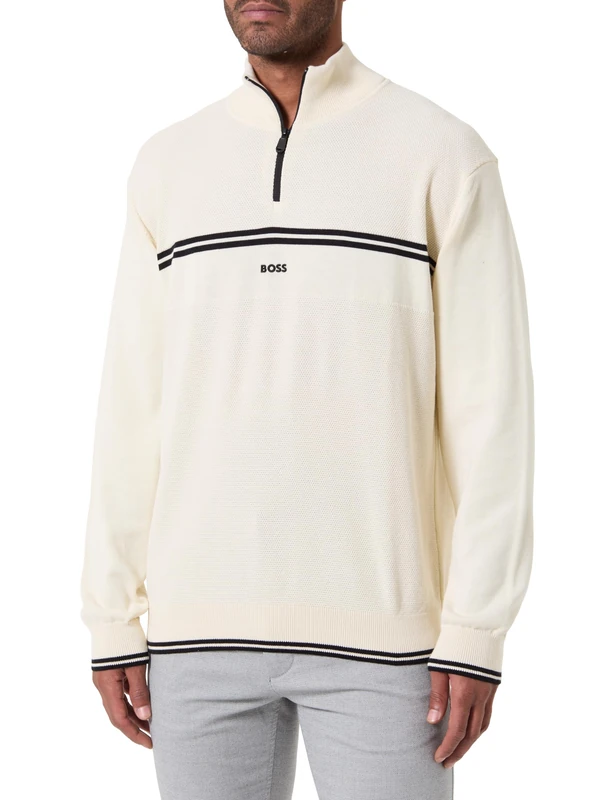 BOSS K_Zone Qz Men's Knitted Sweater, Open White, M