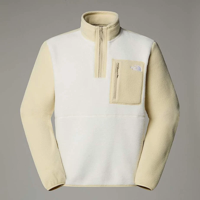 The North Face Men's Yumiori 1/4 Zip Sweatshirt, White Dune/Gravel/Grape, XS