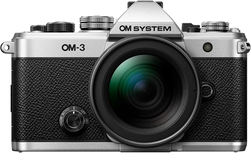 OM SYSTEM OM-3 Micro Four Thirds System Camera, 20 MP BSI Stacked Sensor, 5-Axis Image Stabilisation, Silver with M.Zuiko Digital 12-45mm f4.0 PRO lens