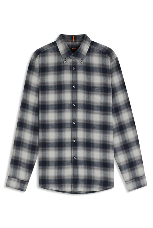 BOSS Mens Rickert M Regular-fit Shirt in Cotton Flannel