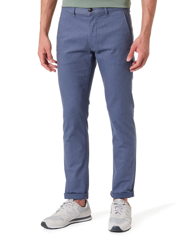 BOSS Men's Slim Fit Stretch Cotton Satin Chino Trousers, Open Blue, 32W x 32L