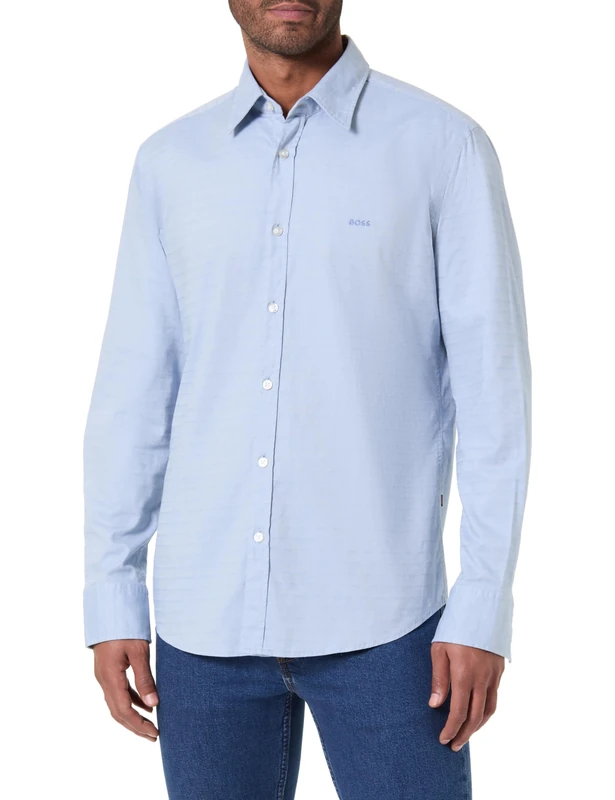 BOSS Men's Shirt, Light/Pastel Blue, M
