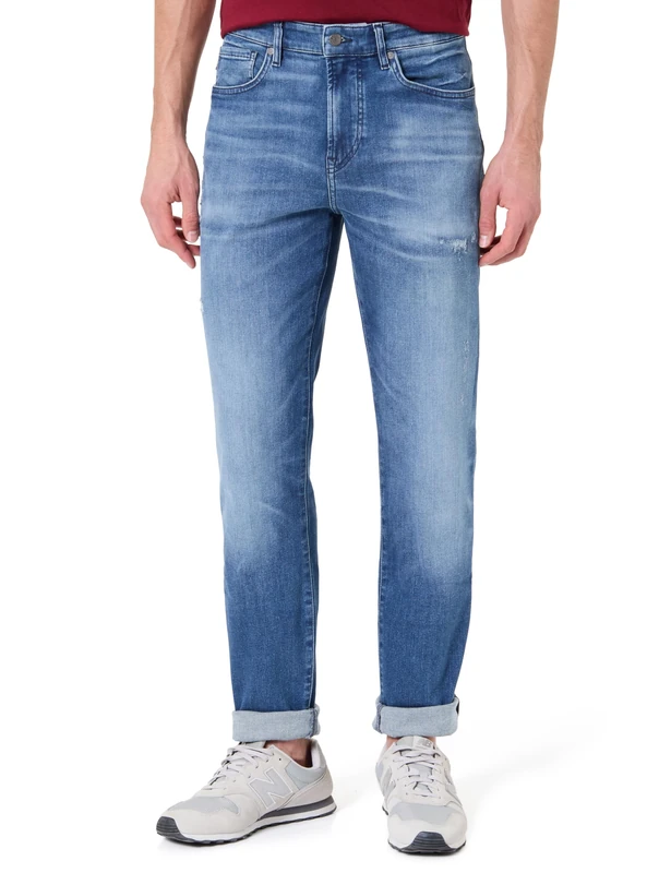 BOSS Men's Onyx BO Jeans Trousers, Navy, 36W / 34L