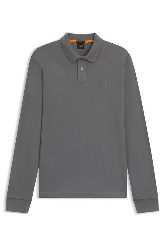 BOSS Passerby 10256683 Long Sleeve Polo 2XL Grey