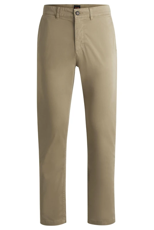 BOSS Regular-fit Trousers in Stretch-Cotton Satin