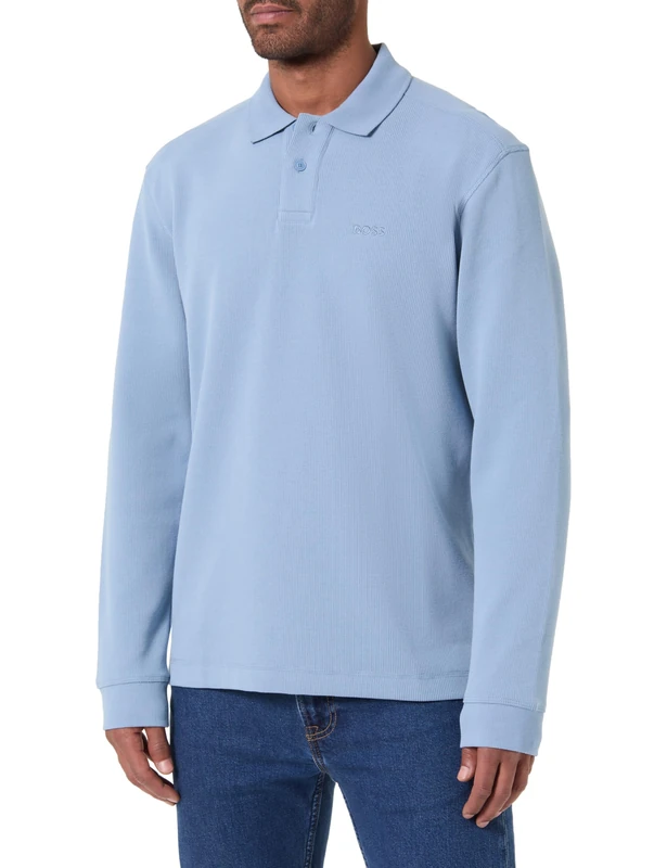 BOSS Men's Petempestolong Polo, Light/Pastel Blue, S