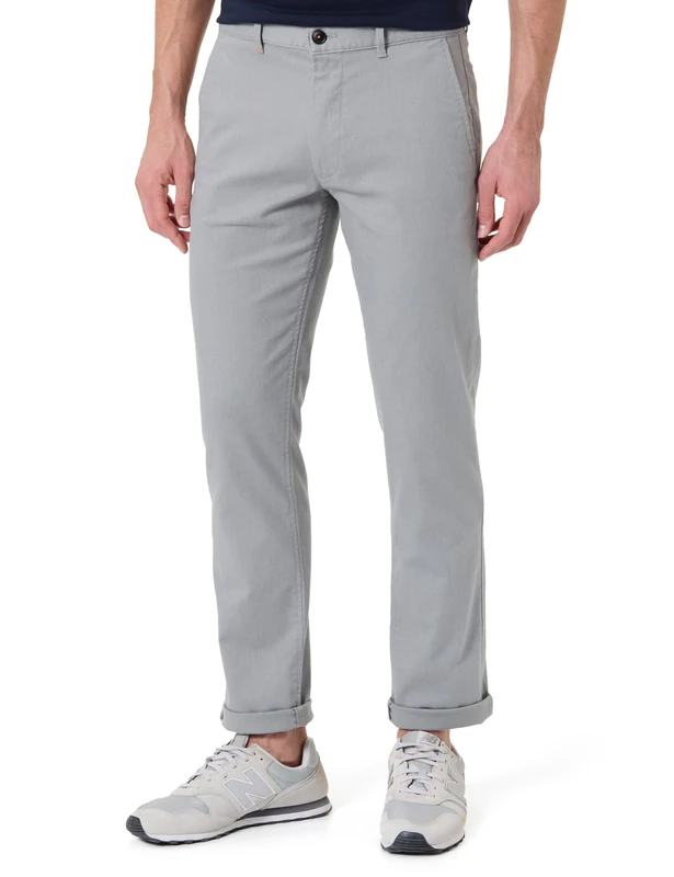 BOSS Men's Chino_Slim Trousers_Flat, Silver, 33W x 32L