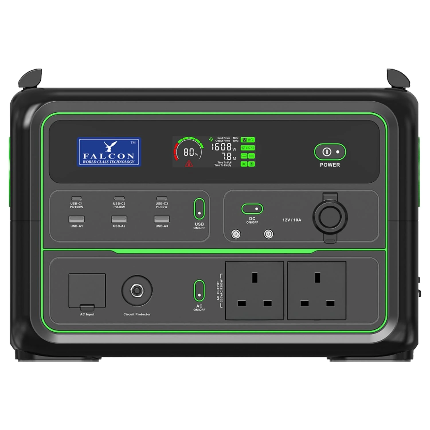 FALCON 1200W Portable Power Station, 1120Wh Outdoor Camping System, Mobile Lithium Battery Pack with 230V/1200W AC Outlets for Camping, Outdoor Adventure and Emergency Backup