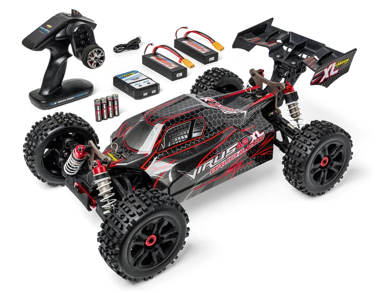 Carson 500409080 1:8 Virus 4.2 XL 100% RTR Black/Red RC Car, Remote Controlled Car, Speed up to 80 km/h, 100% RTR Model, Includes Remote Control