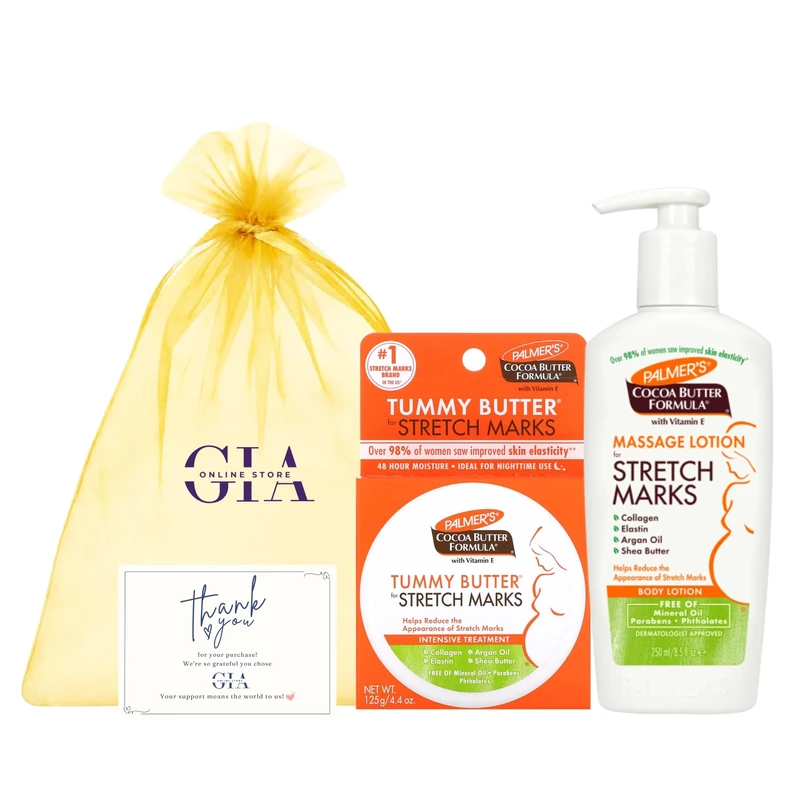Stretch Mark Lotion & Tummy Butter Set – with Palmer's Cocoa Butter Stretch Mark Lotion 250ml & Tummy Butter 125g – Moisturiser for Skin Care, Hydration & Stretch Marks