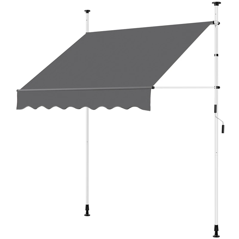 Yaheetech Awning for Outdoor Balcony with Extendable Arms with Adjustable Crank Retractable Roller Blind UV Resistant Telescopic Frame 300 x 120 cm Light Grey