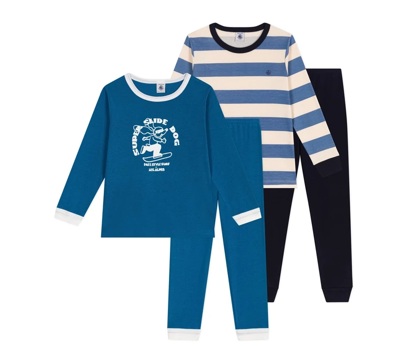 Petit Bateau Lot de Pyjamas Enfant en Coton imprimé White