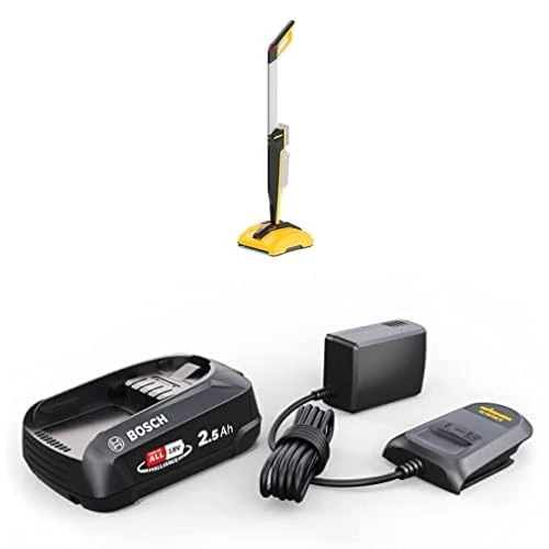 WAGNER Bundle of Multifunctional Patio Cleaner Levaro Powerbrush 18V + WAGNER Starter-Kit 18V: Bosch 18V Lithium-Ionen Akku 2,5 Ah and Charger – Power for All Alliance