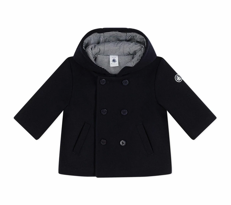 Petit Bateau Caban bébé en drap de laine uni