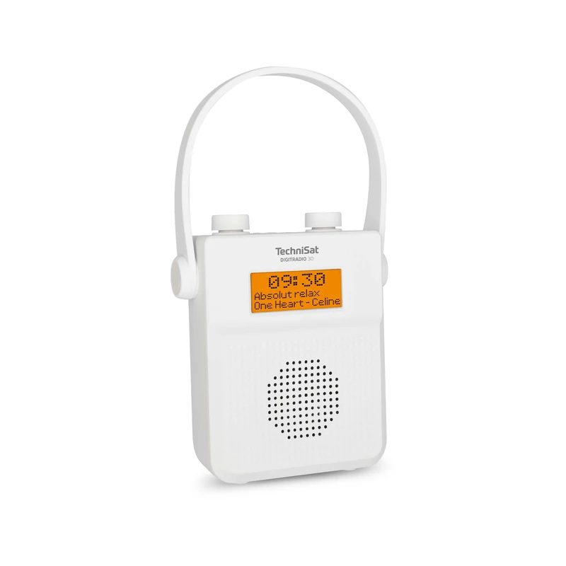 TechniSat DIGITRADIO 30 - Waterproof DAB+ Shower Radio (FM, DAB Digital Radio, Integrated Battery, Bluetooth, Waterproof according to IPX5, Alarm Clock, Favourite Memory, Headphone Connection) White