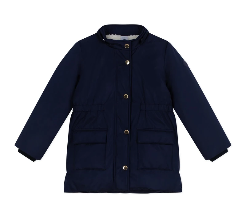 Petit Bateau Plain mid-length children's parka, Tuxedo, 6 Years