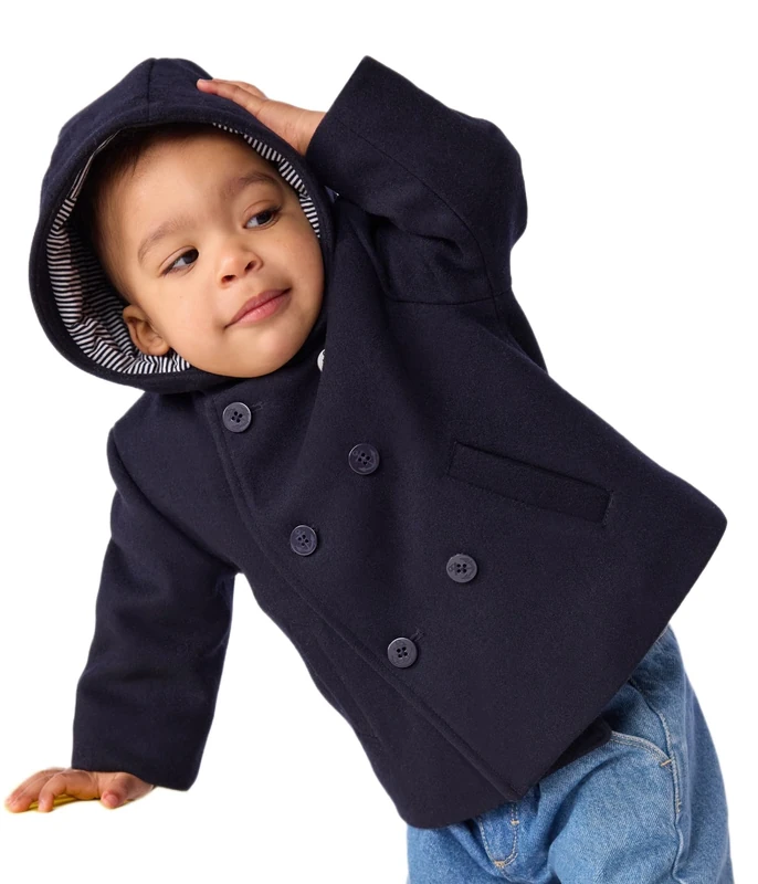 Petit Bateau Caban bébé en drap de laine uni