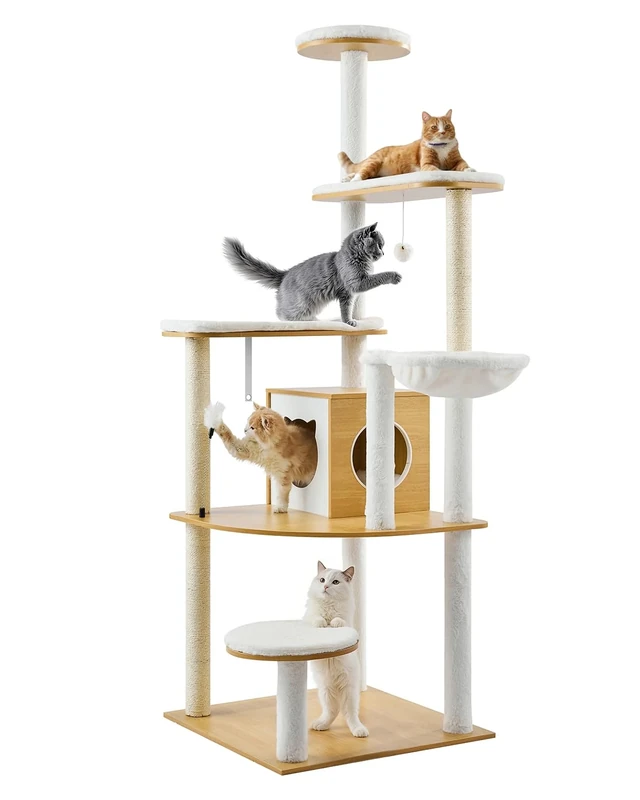 VEVOR Large Cat Tree, 68.9 inches Tall, Cat Tower, Multi-level Condo Furniture Activity Center with Cozy Perches, Sisal Scratching Posts, Hammock, Big Kittens House for Indoor Cats Play & Rest