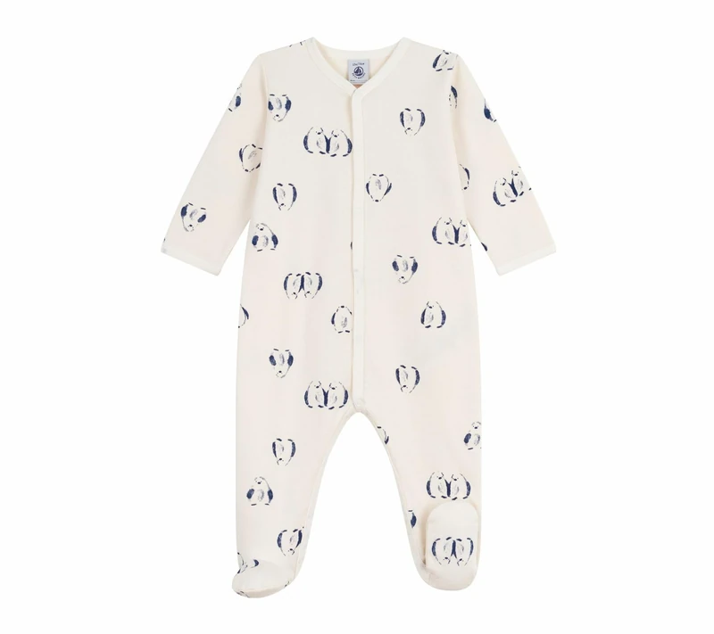 Petit Bateau Pyjama bébé en Molleton gratté avec col pétale imprimé Fleuri