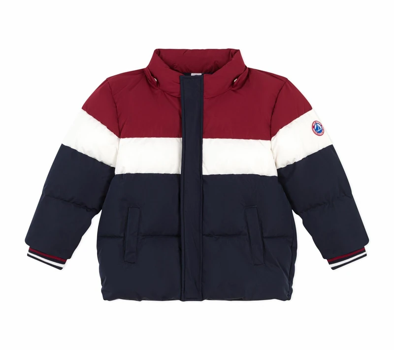 Petit Bateau Plain Colorblock Children's Down Jacket, Smoking/Multico, 4 Years