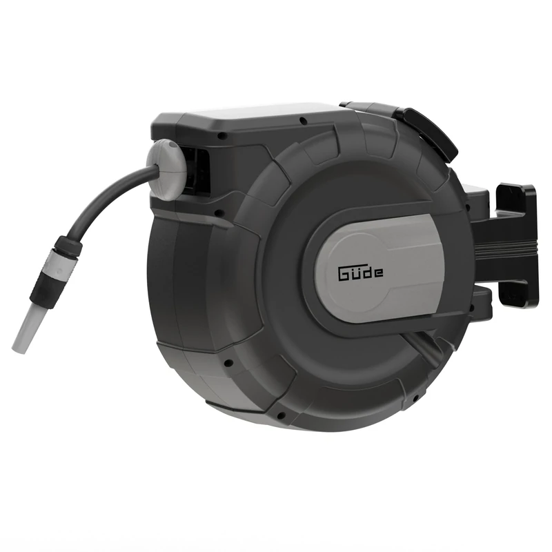 Güde Automatic Hose Reel 30-2-2 1/2 (180° Swivelling, for Wall Mounting, 30 m Hose, Water Sprayer, Wall Mount, Automatic Retractor, Retraction Stop, Carry Handle, 2 Quick Release Couplings)