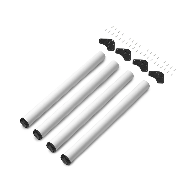 Emuca - Adjustable Table Legs Ø60x830mm, Set of 4 Steel Table Legs, H Adjustment 830-850mm, White