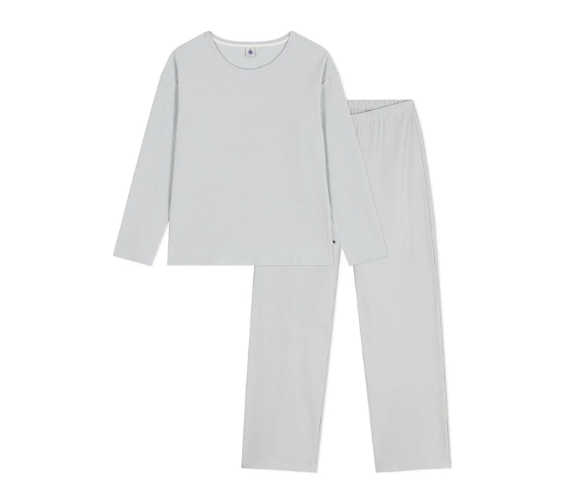Petit Bateau Ladies Plain Velvet Straight Leg Pyjamas, CO2, XL