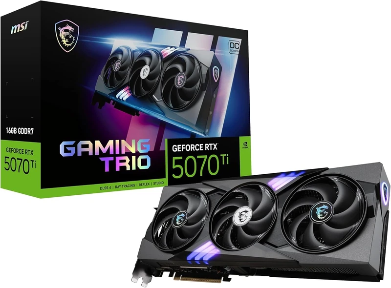 MSI GeForce RTX 5070 Ti 16G GAMING TRIO OC PLUS Graphics Card - RTX 5070 Ti GPU, 16GB GDDR7 (28Gbps/256-bit), PCIe 5.0 - TRI FROZR 4 (3 x STORMFORCE FAN) - Dual BIOS, RGB - HDMI 2.1b, DP 2.1b