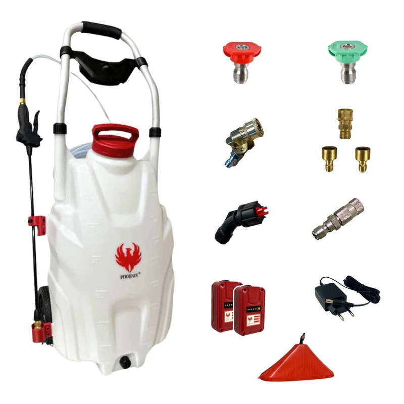 PHOENIX - Pro Sprayer III 35L Electric Sprayer Accessories Pack – Long Range Electric Roofing Sprayer with Rechargeable Battery, Flow 240 L/H, Hose 8 m - 2 Batteries