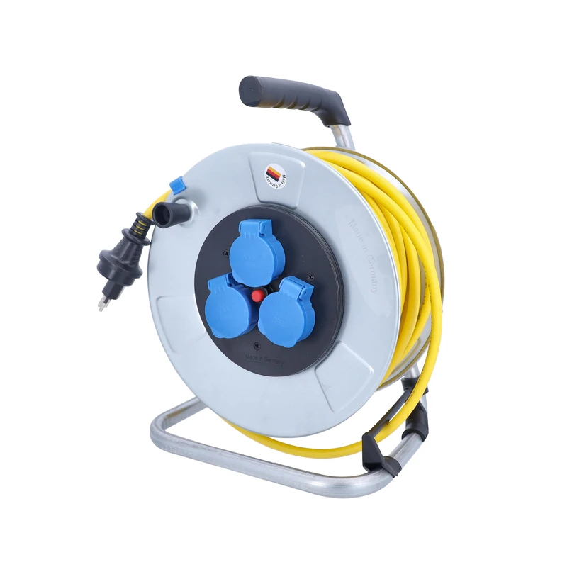 as - Schwabe Cable Reel 33 m - Swiss SEV Type 13 Plug - K35 AT-N07 V3V3-F 3G1.5-3-Way Socket T13 230V/10A - Thermal Protection - Galvanised Steel Frame - IP55 - Made in Germany, 711591