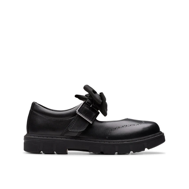 Clarks Lorcam Jane K. Childrens Black Leather, 13