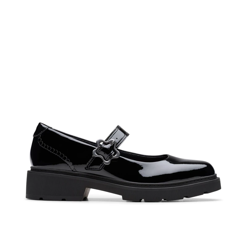 Clarks Eris Jane Y. Childrens Black Pat, 4.5
